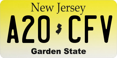 NJ license plate A20CFV