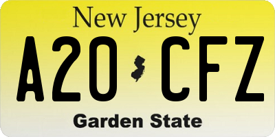 NJ license plate A20CFZ