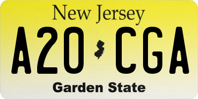 NJ license plate A20CGA