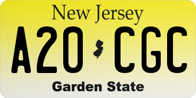 NJ license plate A20CGC