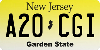 NJ license plate A20CGI
