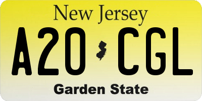NJ license plate A20CGL