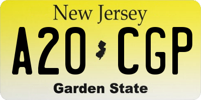 NJ license plate A20CGP