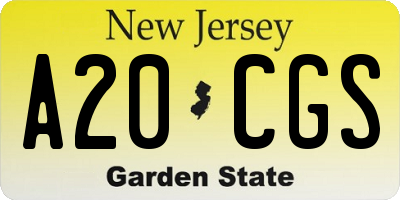 NJ license plate A20CGS