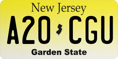 NJ license plate A20CGU