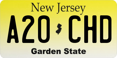 NJ license plate A20CHD