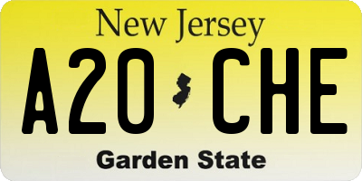 NJ license plate A20CHE