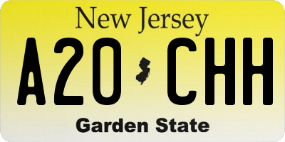 NJ license plate A20CHH