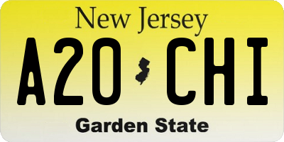 NJ license plate A20CHI