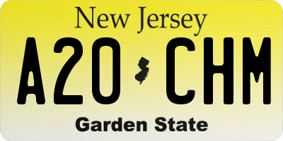 NJ license plate A20CHM