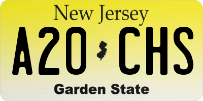 NJ license plate A20CHS