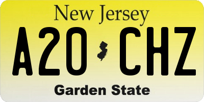 NJ license plate A20CHZ