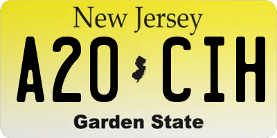 NJ license plate A20CIH
