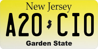 NJ license plate A20CIO