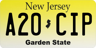 NJ license plate A20CIP