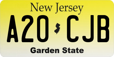 NJ license plate A20CJB
