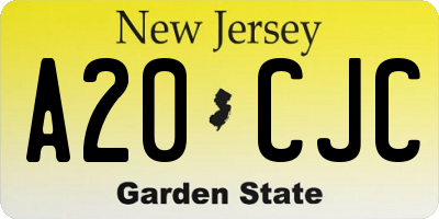 NJ license plate A20CJC