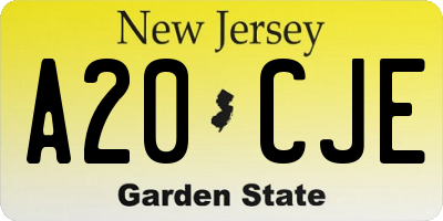 NJ license plate A20CJE