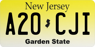 NJ license plate A20CJI