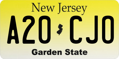 NJ license plate A20CJO