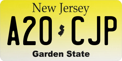 NJ license plate A20CJP