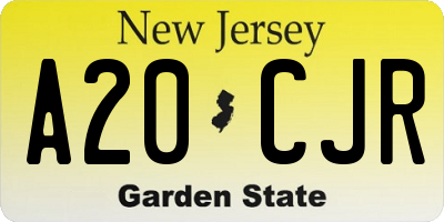 NJ license plate A20CJR