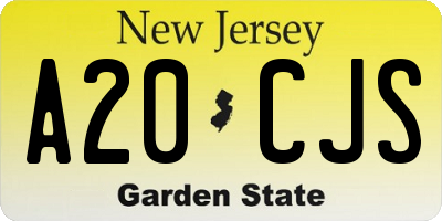 NJ license plate A20CJS