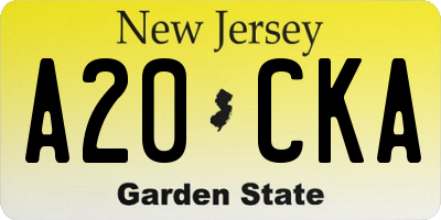 NJ license plate A20CKA