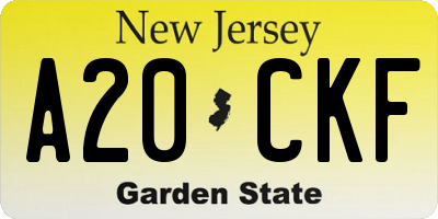 NJ license plate A20CKF