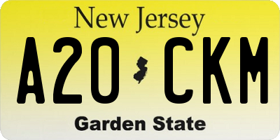 NJ license plate A20CKM