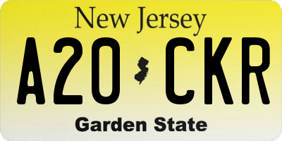 NJ license plate A20CKR