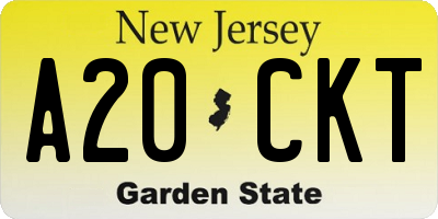 NJ license plate A20CKT