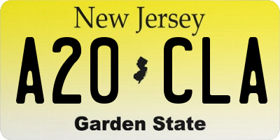 NJ license plate A20CLA