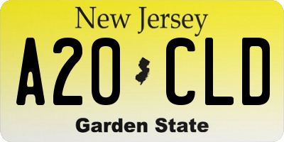 NJ license plate A20CLD