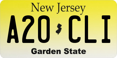 NJ license plate A20CLI