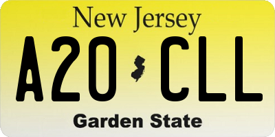 NJ license plate A20CLL