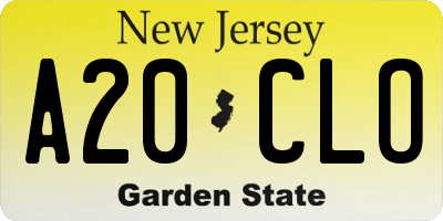 NJ license plate A20CLO