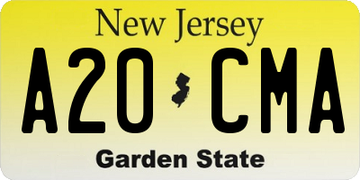 NJ license plate A20CMA
