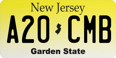 NJ license plate A20CMB