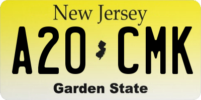 NJ license plate A20CMK