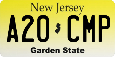 NJ license plate A20CMP