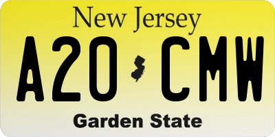 NJ license plate A20CMW