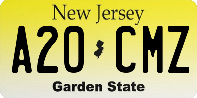 NJ license plate A20CMZ