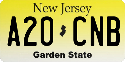 NJ license plate A20CNB