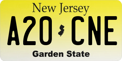 NJ license plate A20CNE
