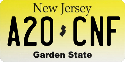NJ license plate A20CNF