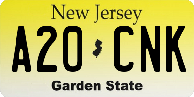 NJ license plate A20CNK