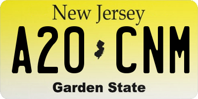 NJ license plate A20CNM