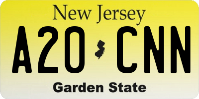 NJ license plate A20CNN
