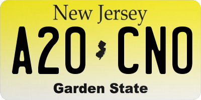 NJ license plate A20CNO